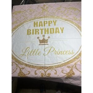 Little Princess Birthday Backdrop 6x4 Pink Gold Baby Girl Party Banner